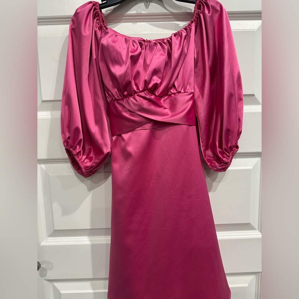 Elegant Pink Satin Mini Dress